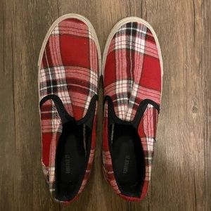 Plaid slip on shoes